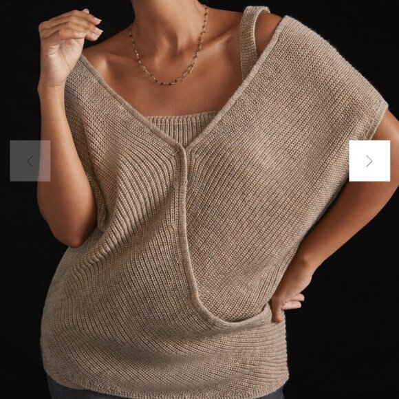 Anthropologie NWT Women's Size S Gray Brown Knit Sweater Cropped Cozy Tank Top - Picture 11 of 11